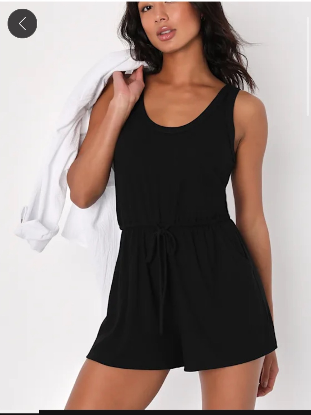 Black Drawstring Women's Romper